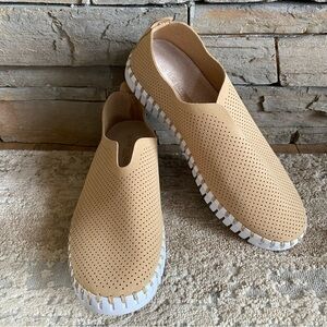 Ilse Jacobsen Tulip Perforated Suede Tan Platform Sneakers Casual Shoes: 40